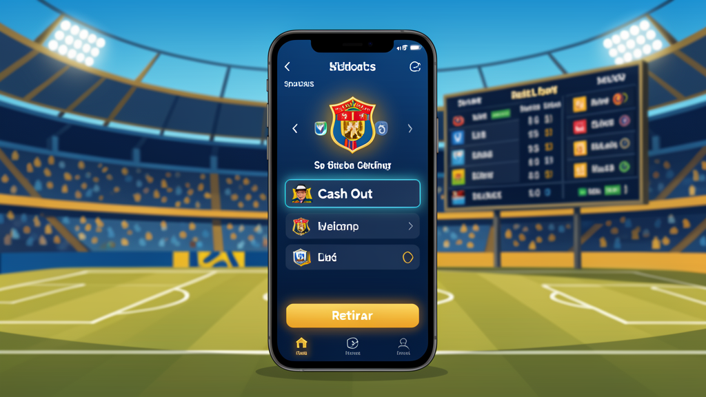 App de apuestas mostrando el botón de cash out en vivo durante un partido
